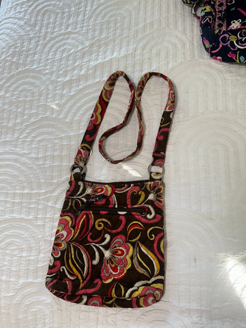 Vintage Vera Bradley Brown Pink Floral Crossbody Bag
